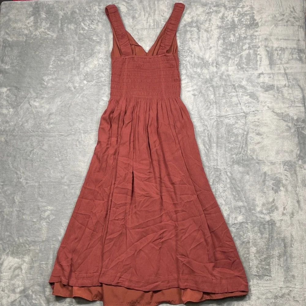 Abercrombie & Fitch Maxi Dress Women Dusty Rose Smocked V-Neck Sleeveless XS